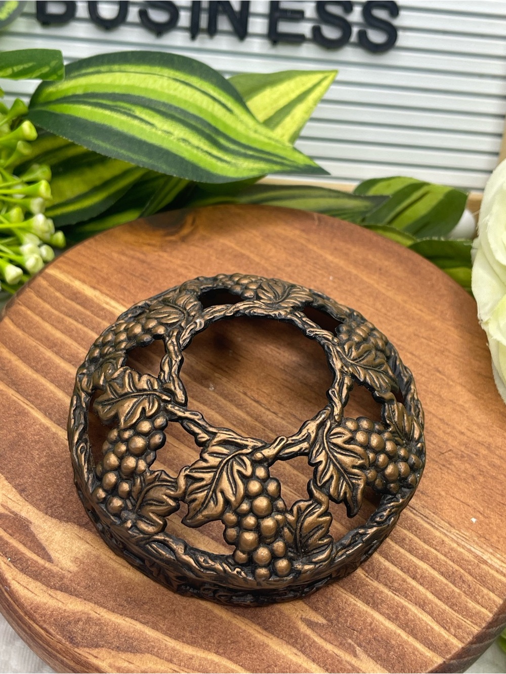 Yankee Candle Grapevine Illuma-Lid Jar Topper Bronze Grapes Leaves Metal